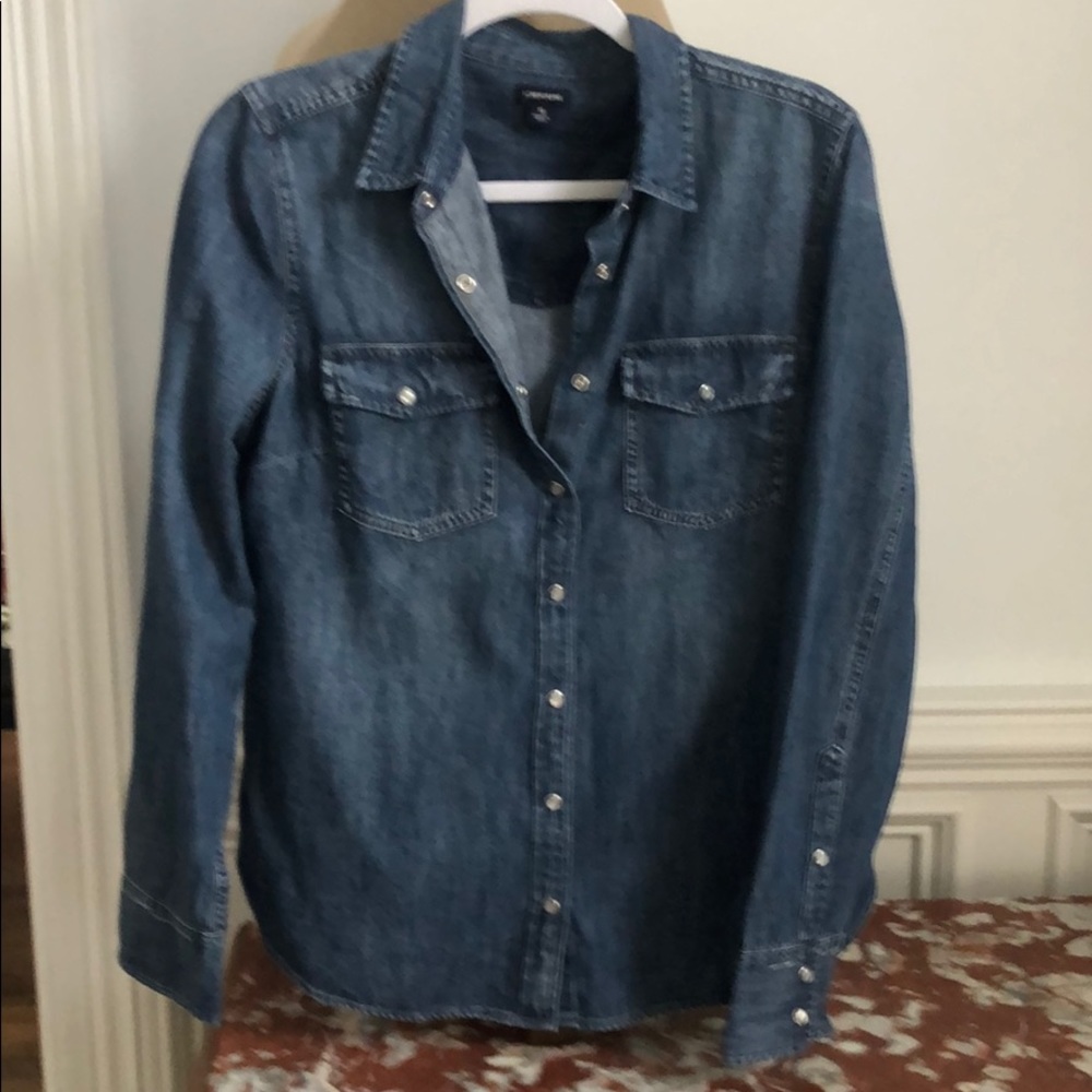 J Crew Western Denim Snap Button Shirt size 10